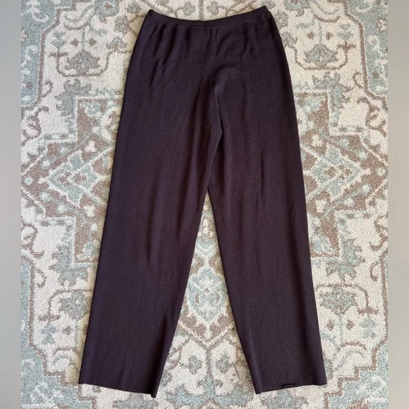 Eileen Fisher Chocolate Brown 100% Wool Lounging Pants Cozy Size M High Waisted - Picture 2 of 3